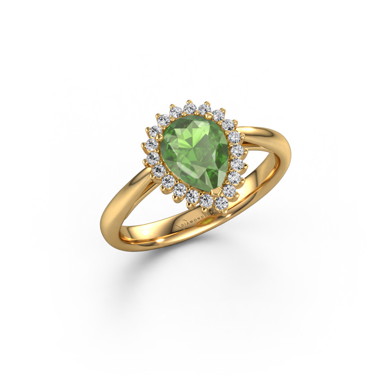 Bild von Verlobungsring Tilly per 1 585 Gold Turmalin grün 8x6 mm