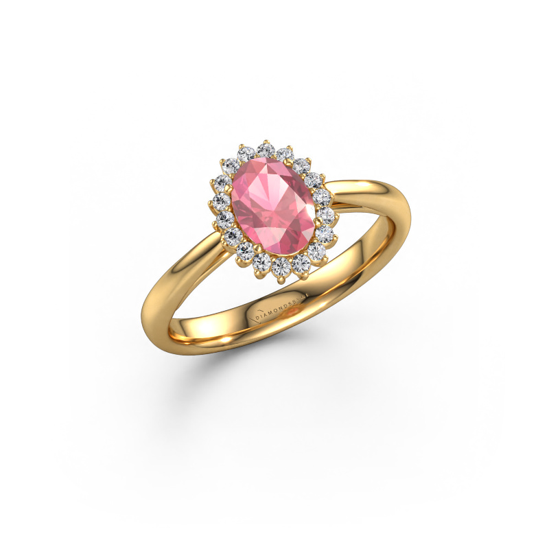 Image of Engagement ring Tilly ovl 1 585 gold Tourmaline pink 7x5 mm