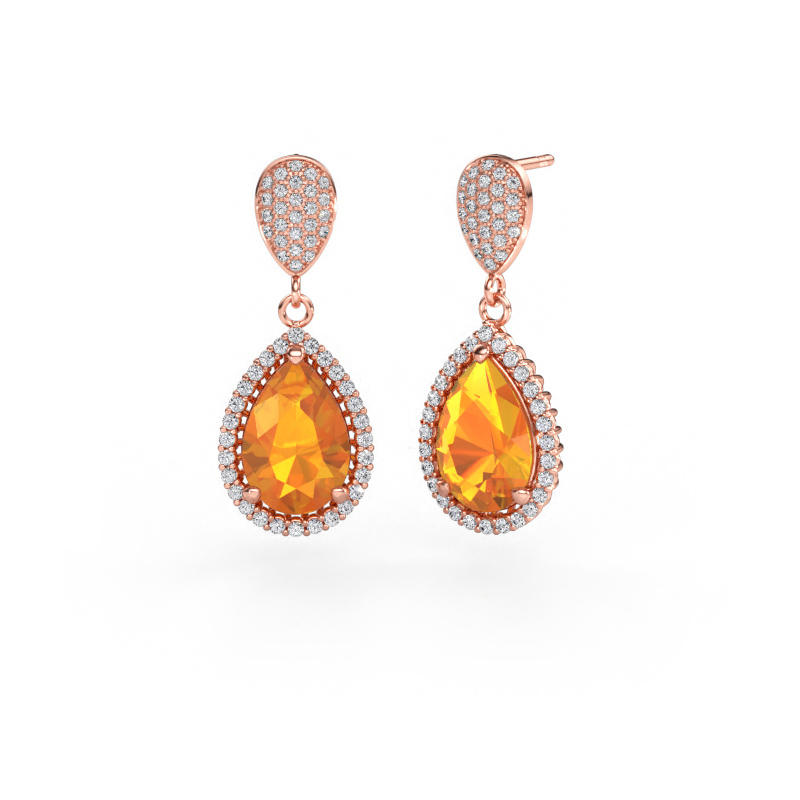 Immagine di Orecchini pendenti Tilly per 2 585 oro rosa Citrino 12x8 mm