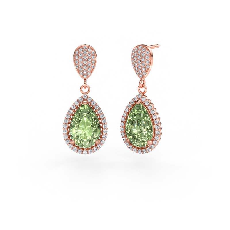 Immagine di Orecchini pendenti Tilly per 2 585 oro rosa Diamante lab grown verde 12x8 mm