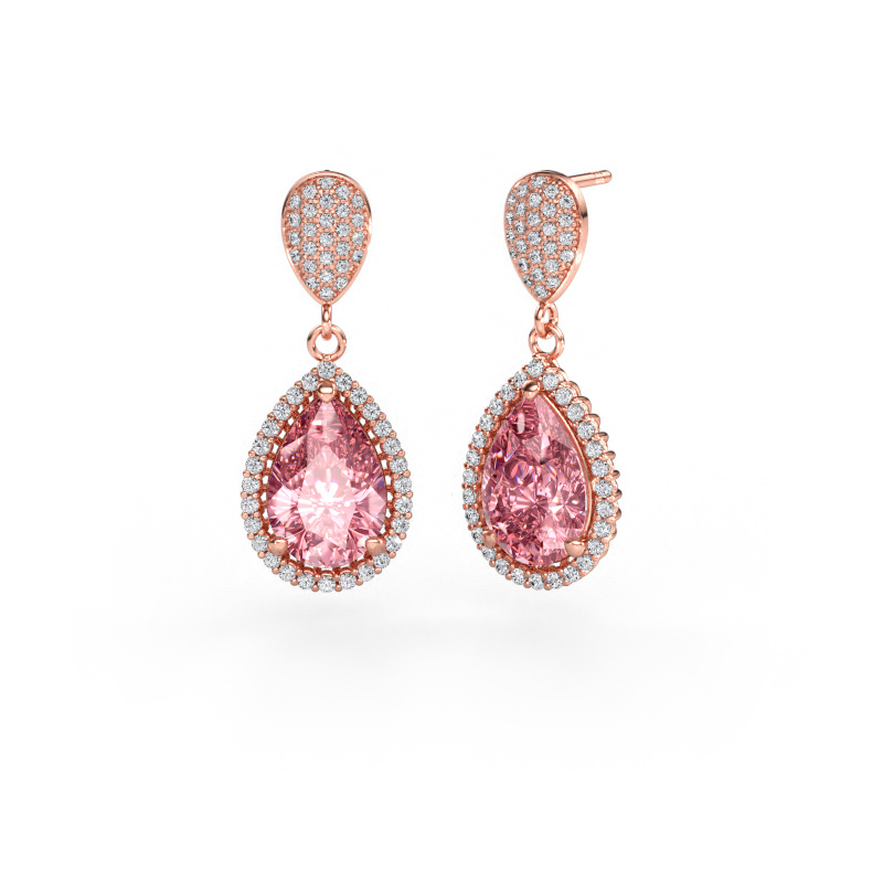 Bild av Hängande örhängen Tilly per 2 585 roséguld Rosa labbodlad diamant 12x8 mm