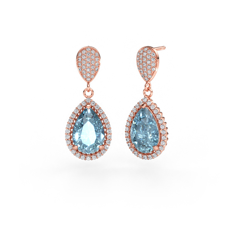 Bild av Hängande örhängen Tilly per 2 585 roséguld Blå labbodlad diamant 12x8 mm
