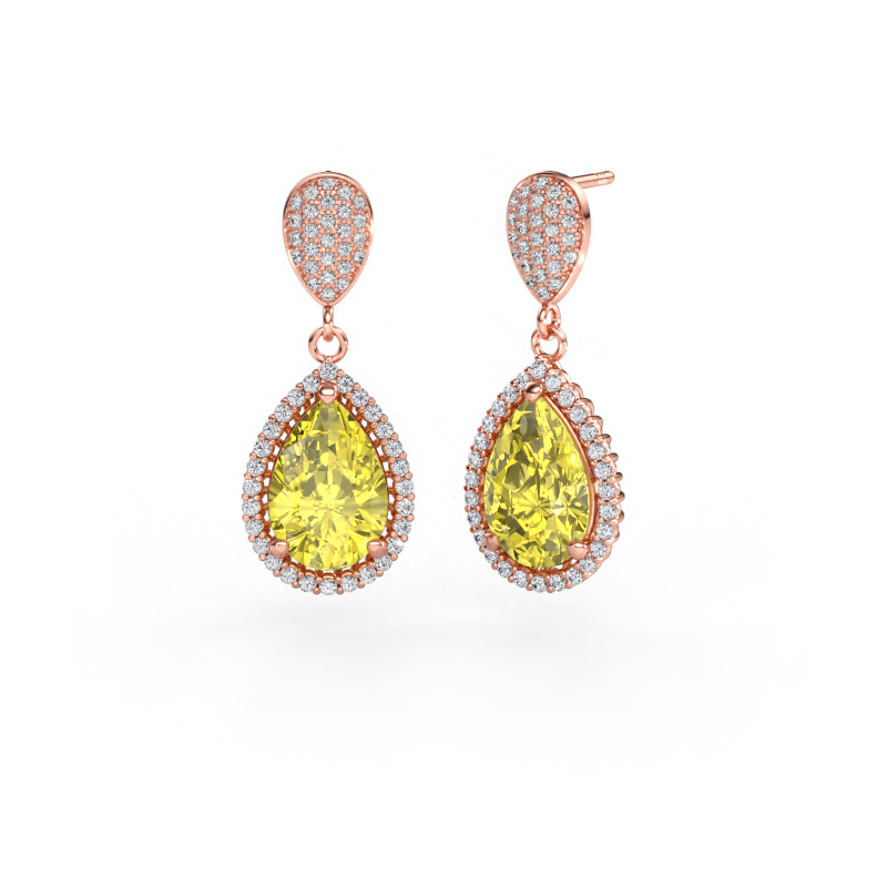 Immagine di Orecchini pendenti Tilly per 2 585 oro rosa Diamante lab grown giallo 12x8 mm