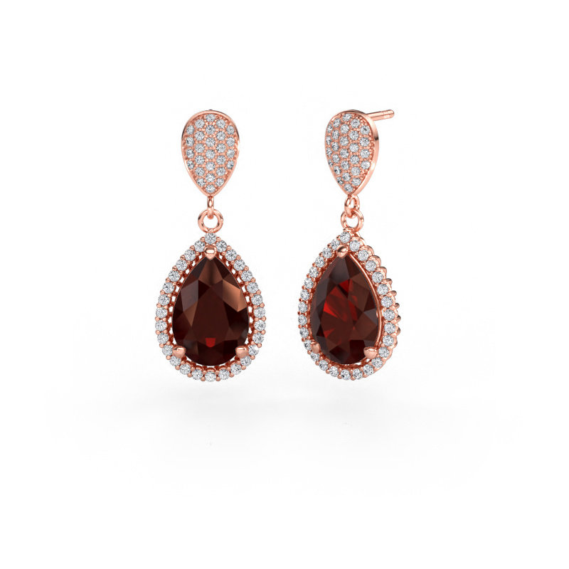 Bild von Ohrhänger Tilly per 2 585 Roségold Granat 12x8 mm