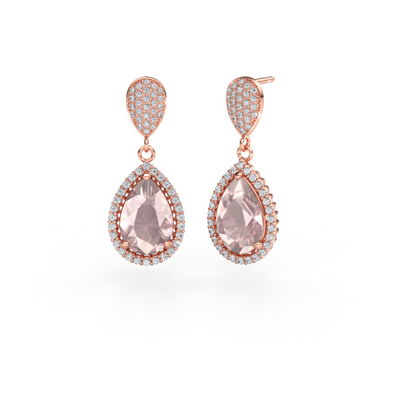 Immagine di Orecchini pendenti Tilly per 2 585 oro rosa Morganite champagne 12x8 mm