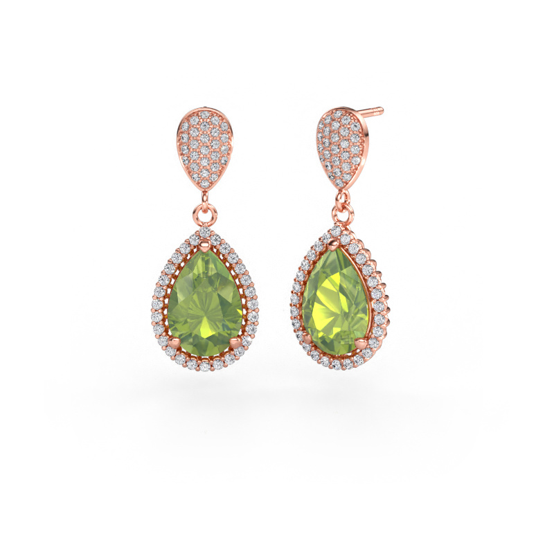 Immagine di Orecchini pendenti Tilly per 2 585 oro rosa Peridoto 12x8 mm