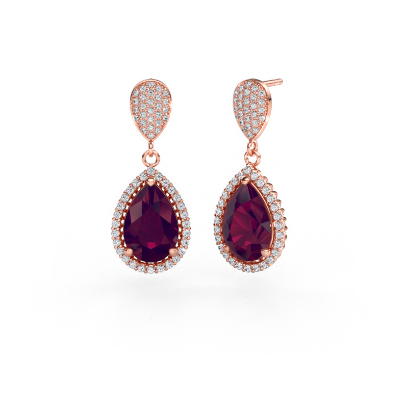 Bild av Hängande örhängen Tilly per 2 585 roséguld Rodolit 12x8 mm