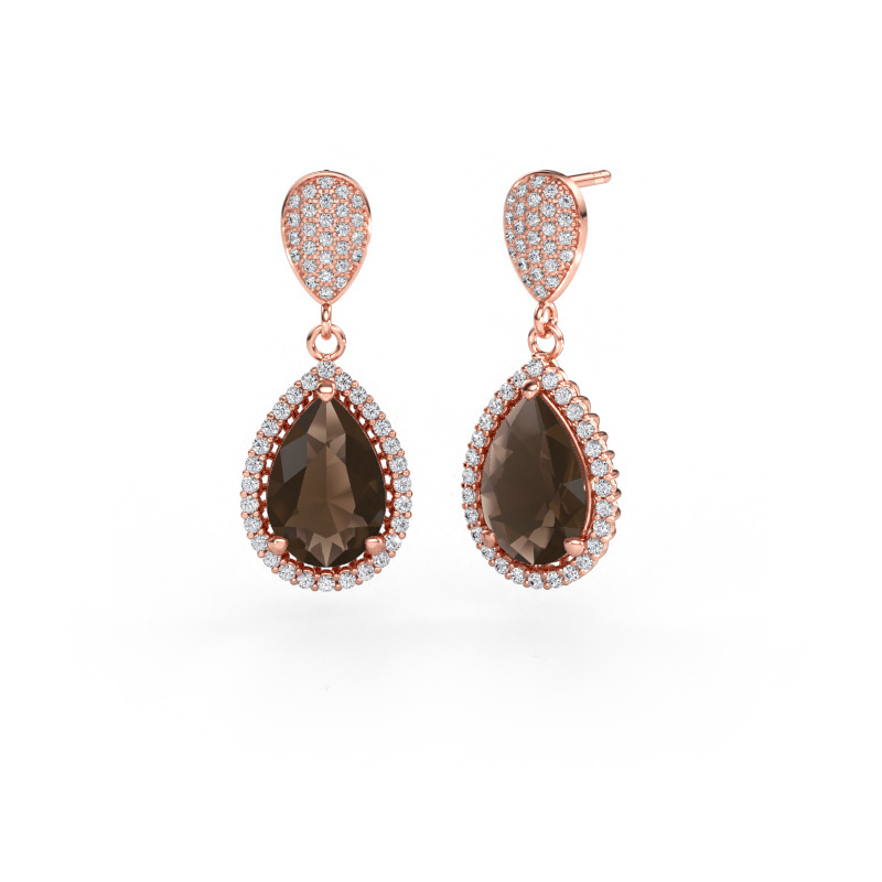Immagine di Orecchini pendenti Tilly per 2 585 oro rosa Quarzo fumé 12x8 mm