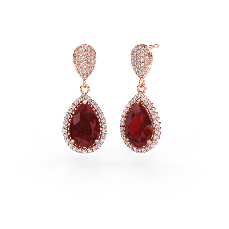 Immagine di Orecchini pendenti Tilly per 2 585 oro rosa Rubino 12x8 mm