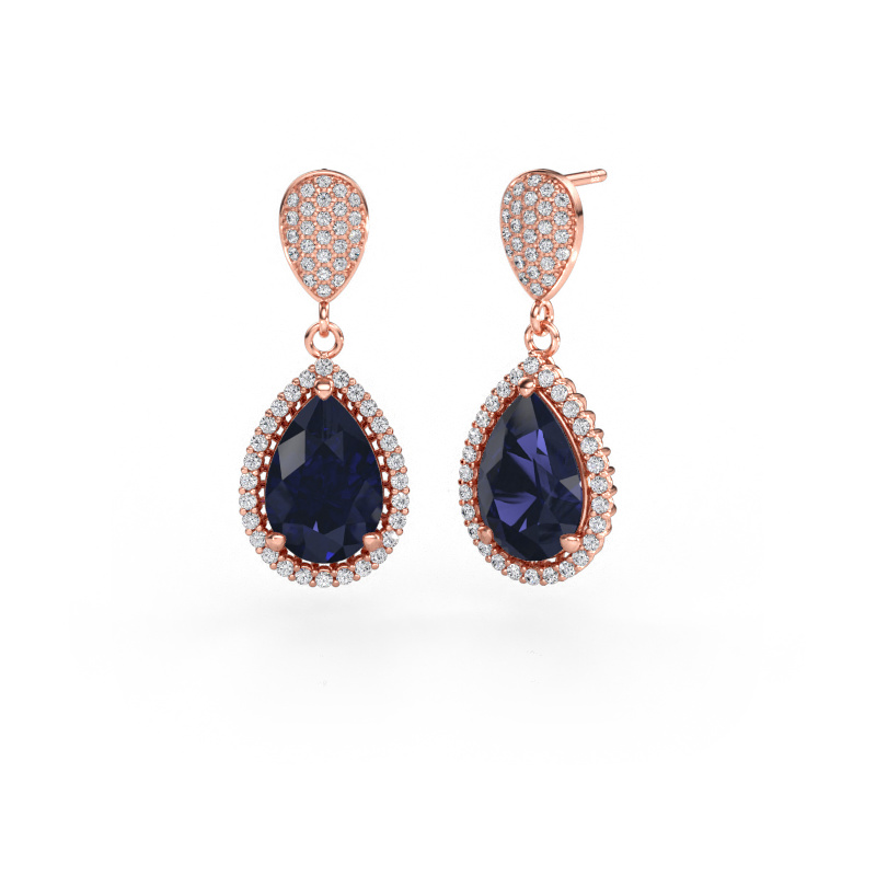 Immagine di Orecchini pendenti Tilly per 2 585 oro rosa Zaffiro 12x8 mm