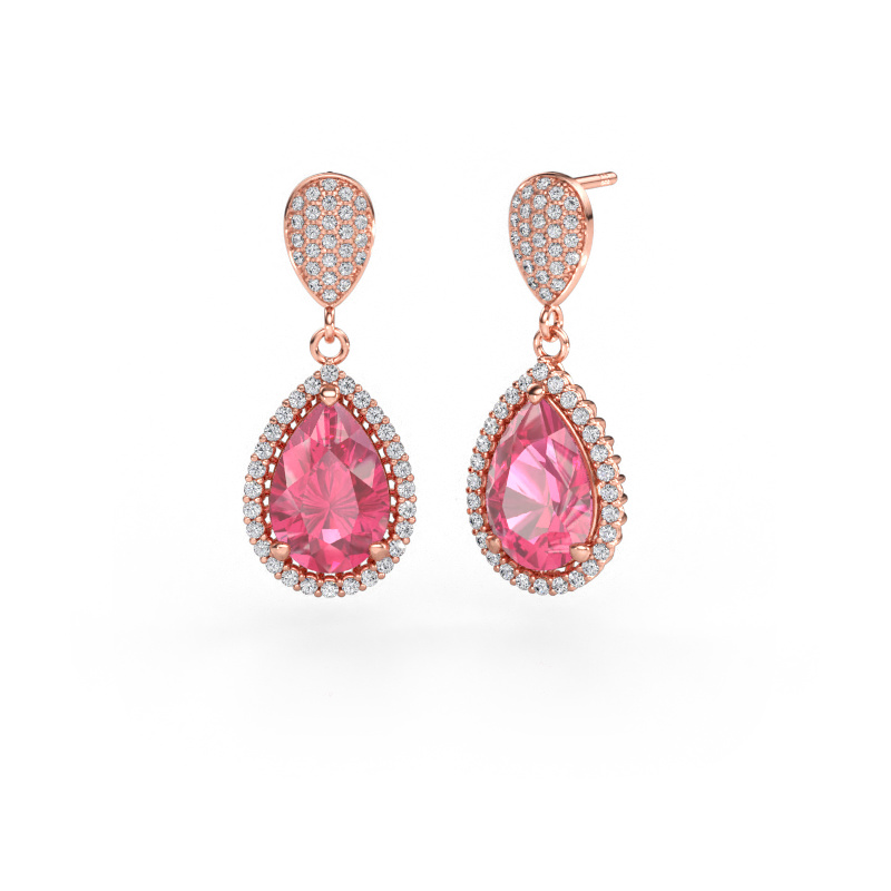 Bild av Hängande örhängen Tilly per 2 585 roséguld Rosa safir 12x8 mm