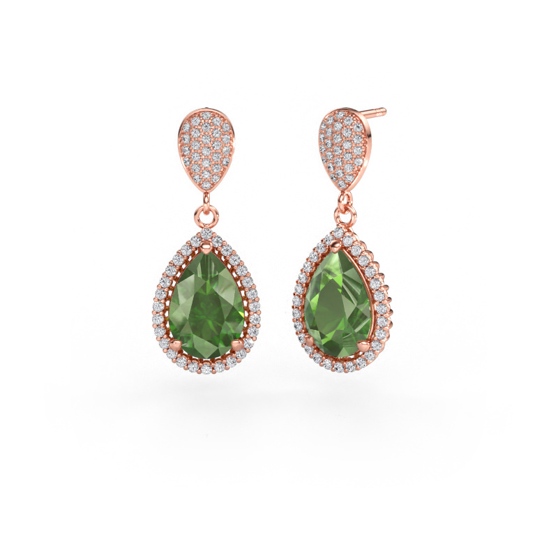 Immagine di Orecchini pendenti Tilly per 2 585 oro rosa Tormalina verde 12x8 mm