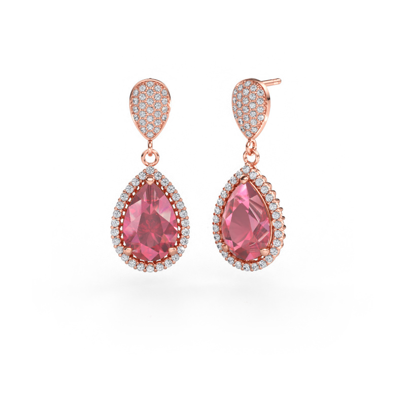 Immagine di Orecchini pendenti Tilly per 2 585 oro rosa Tormalina rosa 12x8 mm
