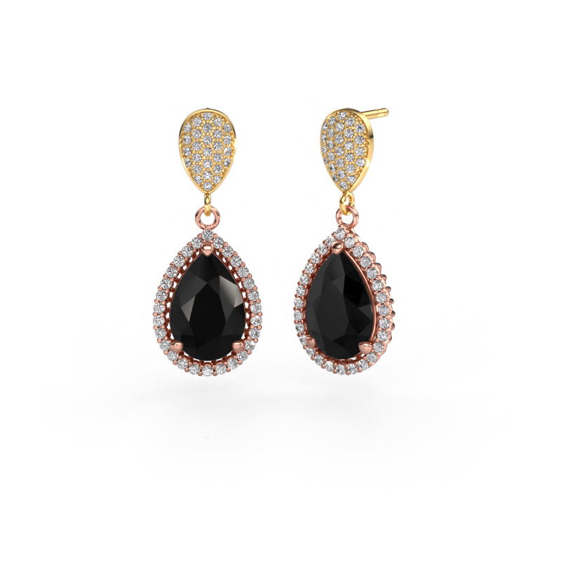 Image of Drop earrings Tilly per 2 585 rose gold Black diamond 7.89 crt