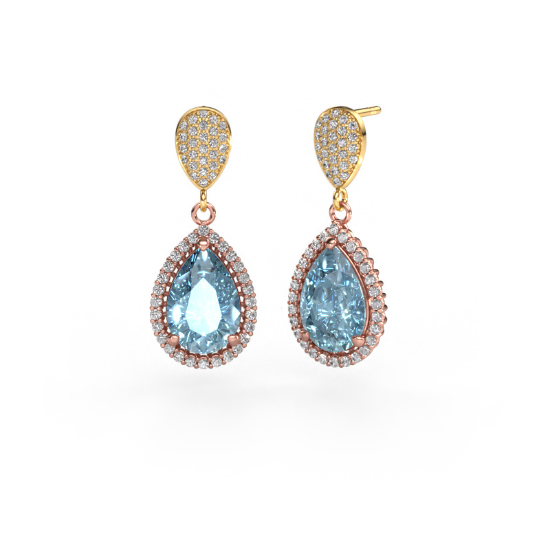 Bild von Ohrhänger Tilly per 2 585 Roségold Blauer Labordiamant 12x8 mm