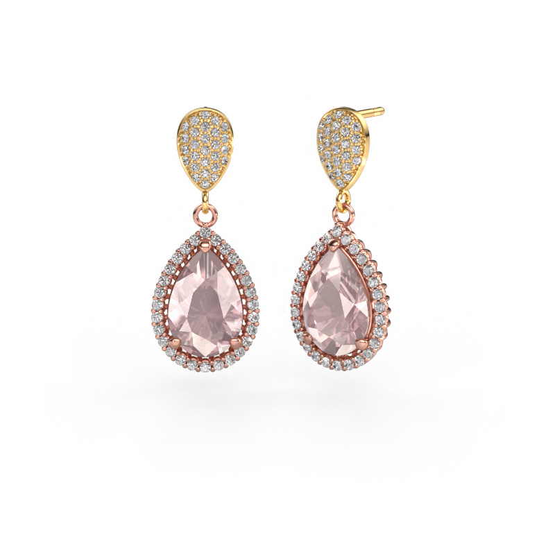 Image of Drop earrings Tilly per 2 585 rose gold Morganite champagne 12x8 mm