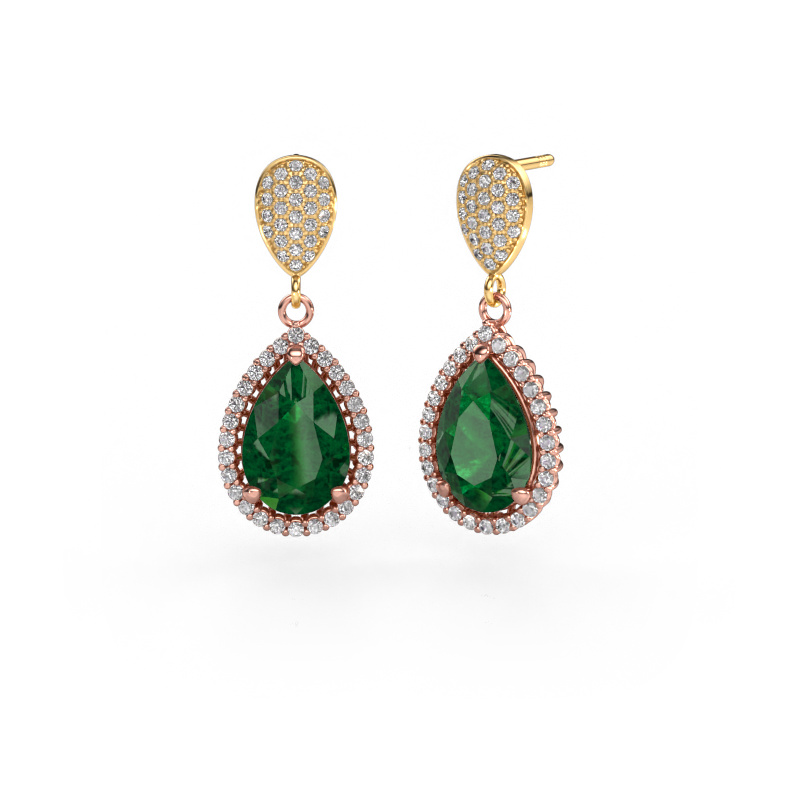 Bild von Ohrhänger Tilly per 2 585 Roségold Smaragd 12x8 mm