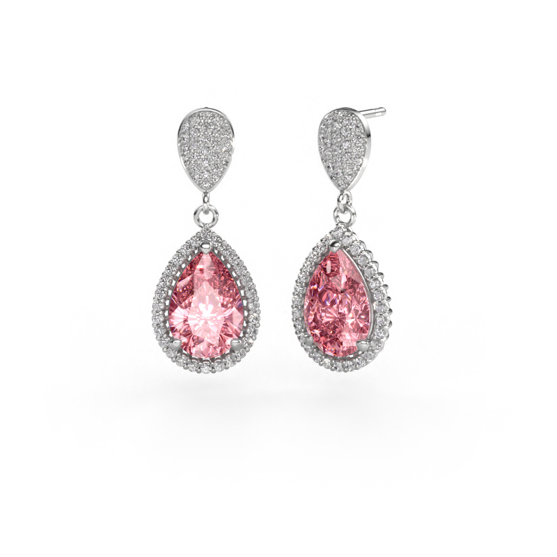 Image of Drop earrings Tilly per 2 950 platinum Pink lab grown diamond 12x8 mm