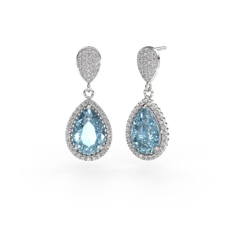 Image de Pendants d'oreilles Tilly per 2 950 platine Diamant synthétique bleu 12x8 mm