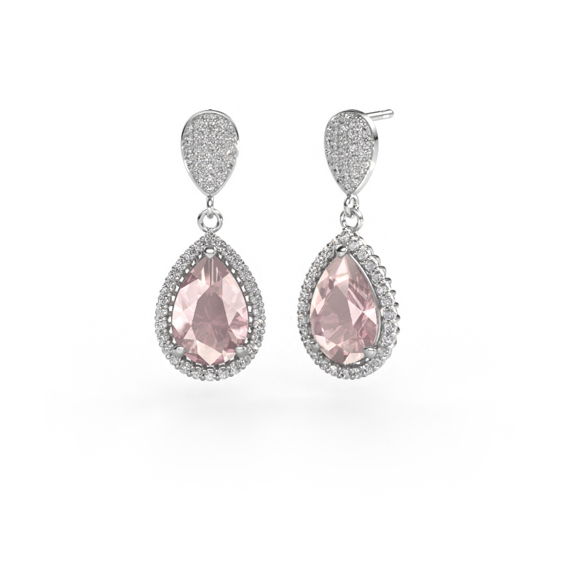 Image of Drop earrings Tilly per 2 950 platinum Morganite champagne 12x8 mm