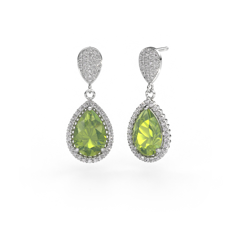 Image of Drop earrings Tilly per 2 950 platinum Peridot 12x8 mm
