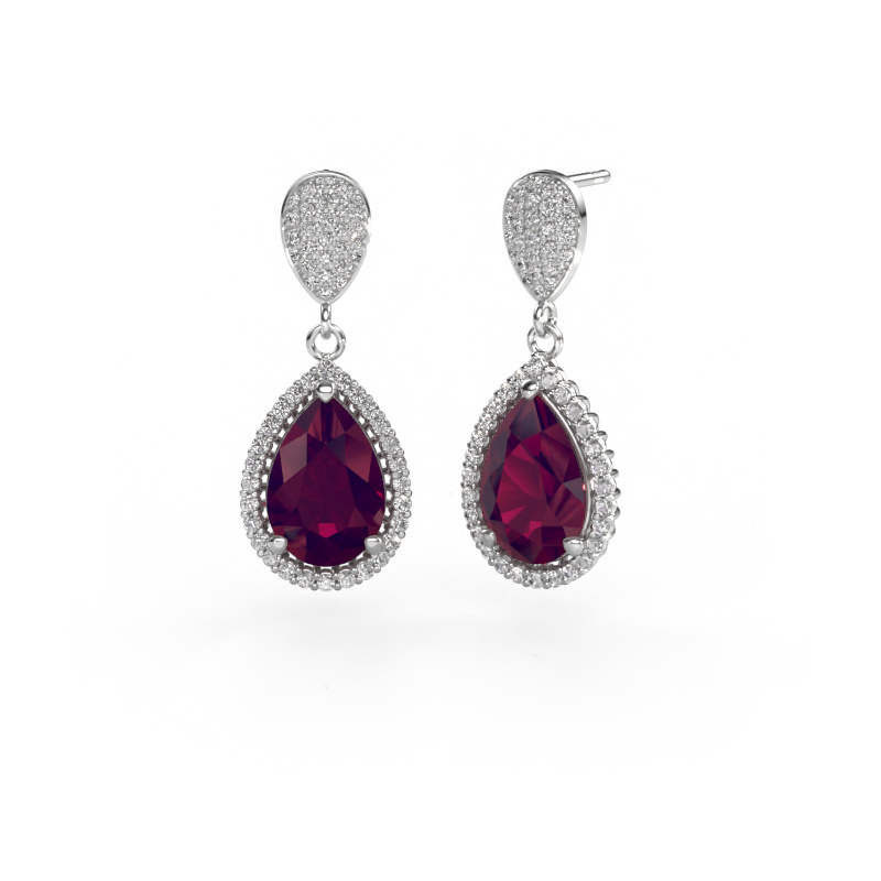 Image of Drop earrings Tilly per 2 950 platinum Rhodolite 12x8 mm