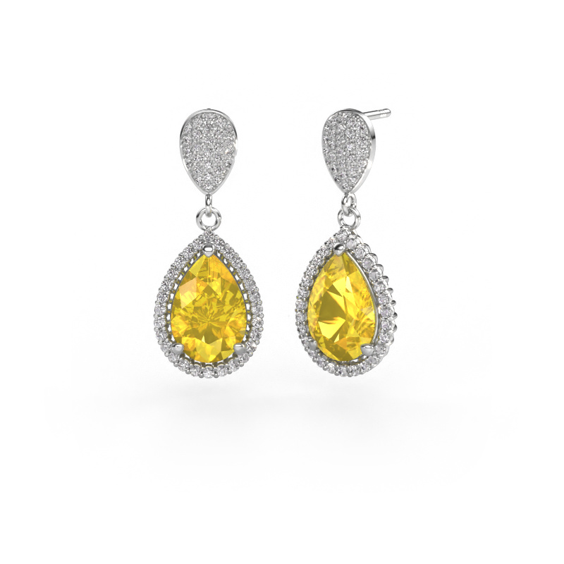 Bild von Ohrhänger Tilly per 2 950 Platin Gelb Saphir 12x8 mm