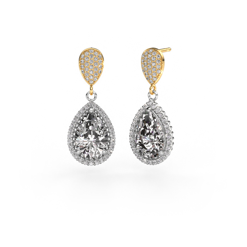 Image of Drop earrings Tilly per 2 585 white gold Custom diamond 12x8 mm