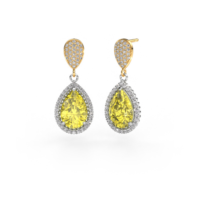 Image de Pendants d'oreilles Tilly per 2 585 or blanc Diamants synthétiques jaune 12x8 mm