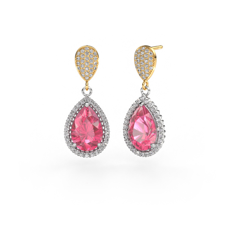 Image de Pendants d'oreilles Tilly per 2 585 or blanc Saphir rose 12x8 mm