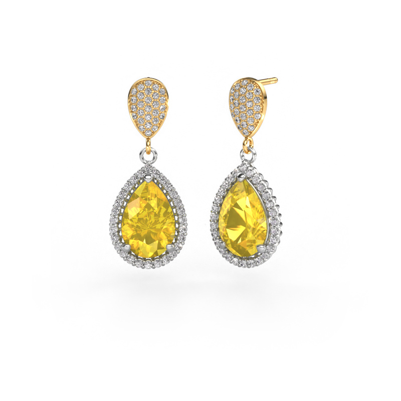 Bild von Ohrhänger Tilly per 2 585 Weißgold Gelb Saphir 12x8 mm