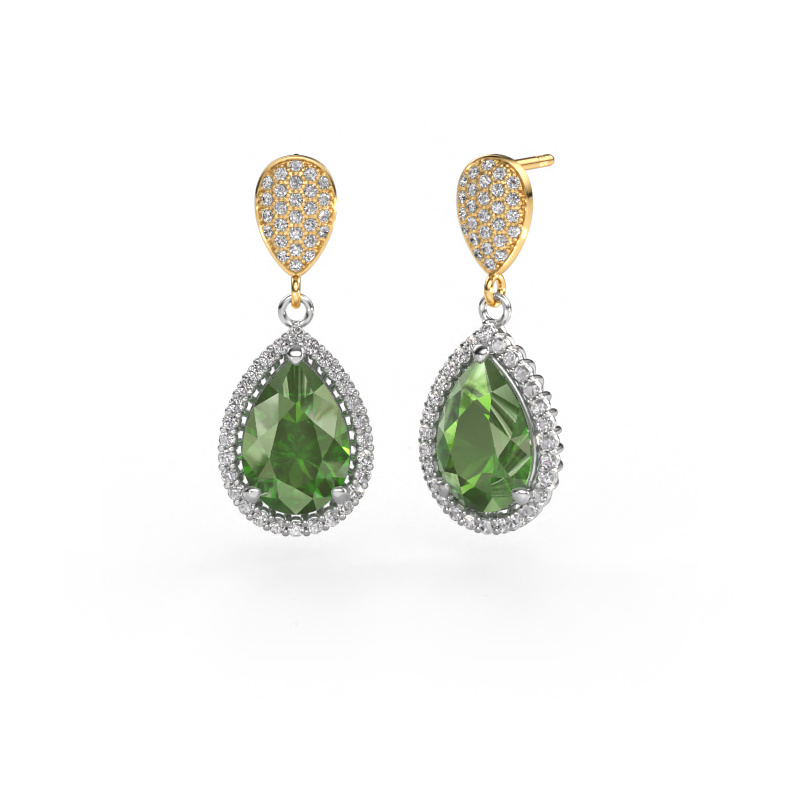 Image de Pendants d'oreilles Tilly per 2 585 or blanc Vert tourmaline 12x8 mm