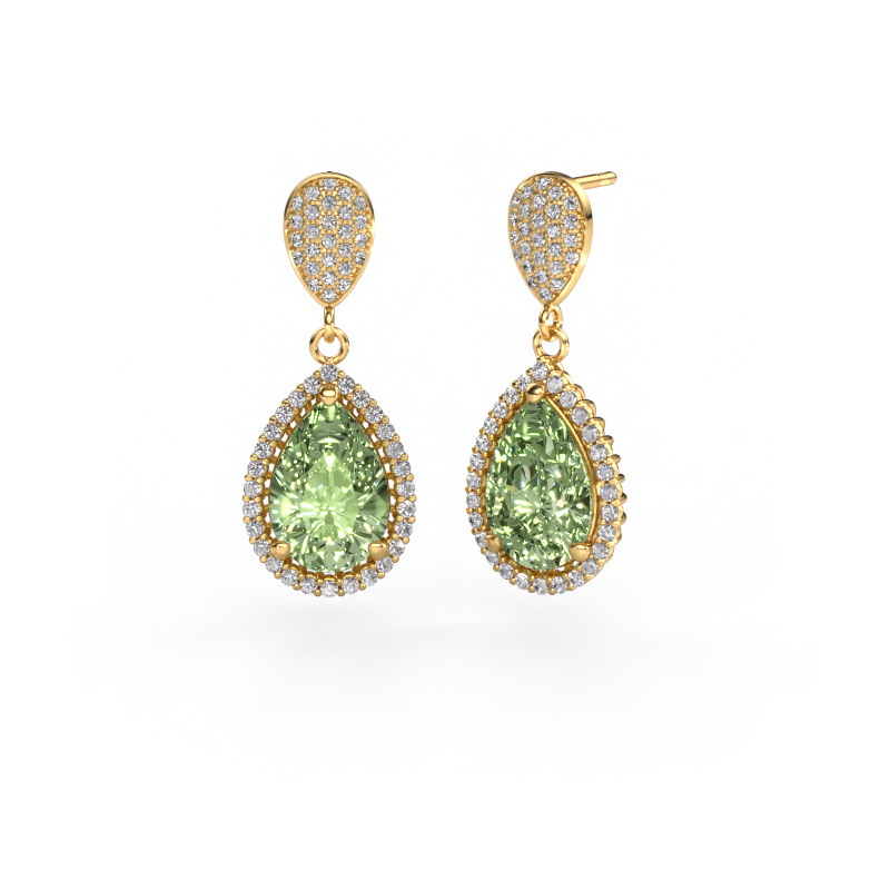 Image de Pendants d'oreilles Tilly per 2 585 or jaune Diamants synthétiques vert 12x8 mm
