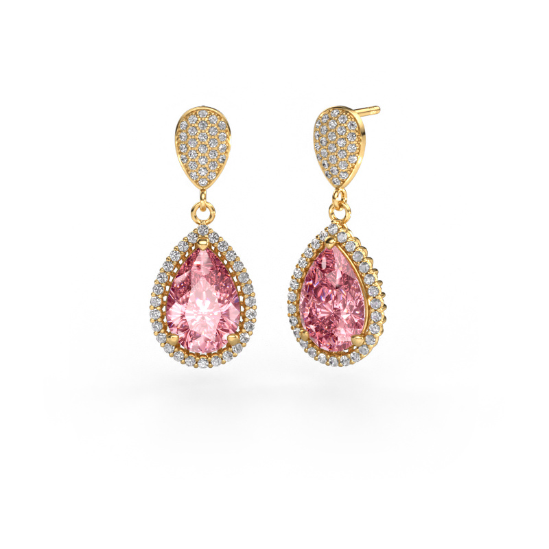 Image de Pendants d'oreilles Tilly per 2 585 or jaune Diamant synthétique roze 12x8 mm