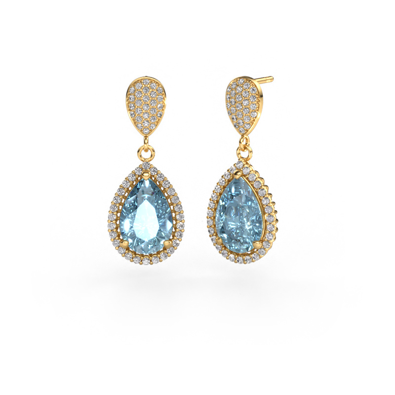 Bild von Ohrhänger Tilly per 2 585 Gold Blauer Labordiamant 12x8 mm