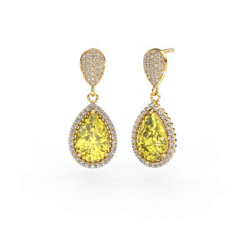 Image de Pendants d'oreilles Tilly per 2 585 or jaune Diamants synthétiques jaune 12x8 mm
