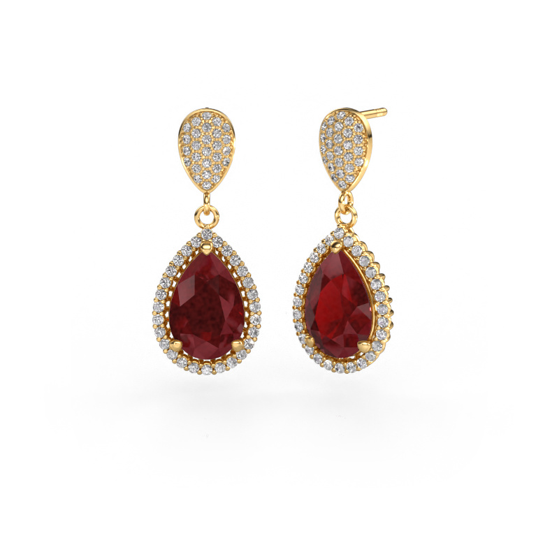 Image de Pendants d'oreilles Tilly per 2 585 or jaune Rubis 12x8 mm