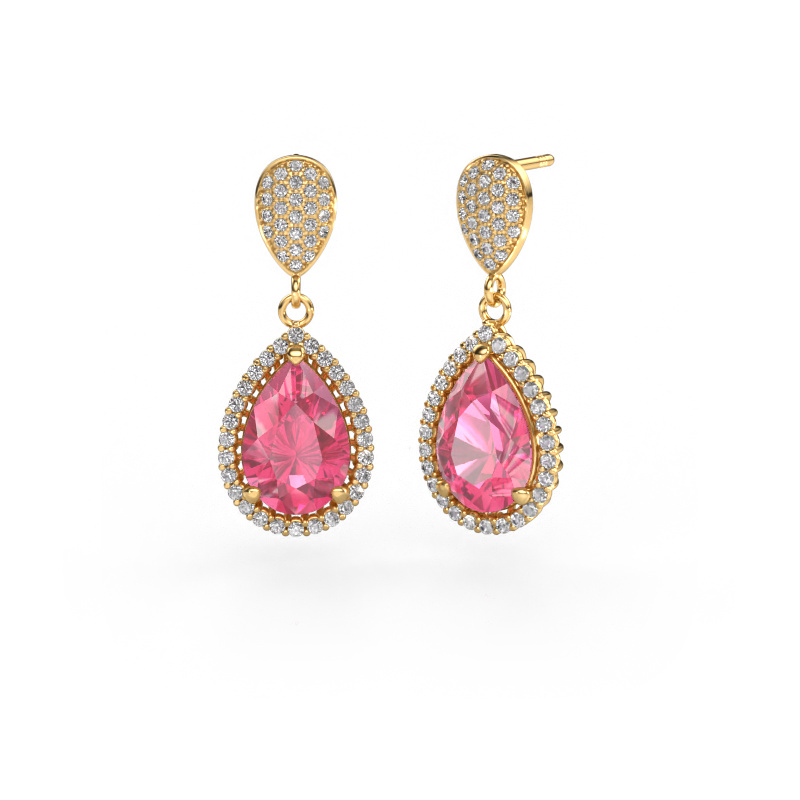Image de Pendants d'oreilles Tilly per 2 585 or jaune Saphir rose 12x8 mm