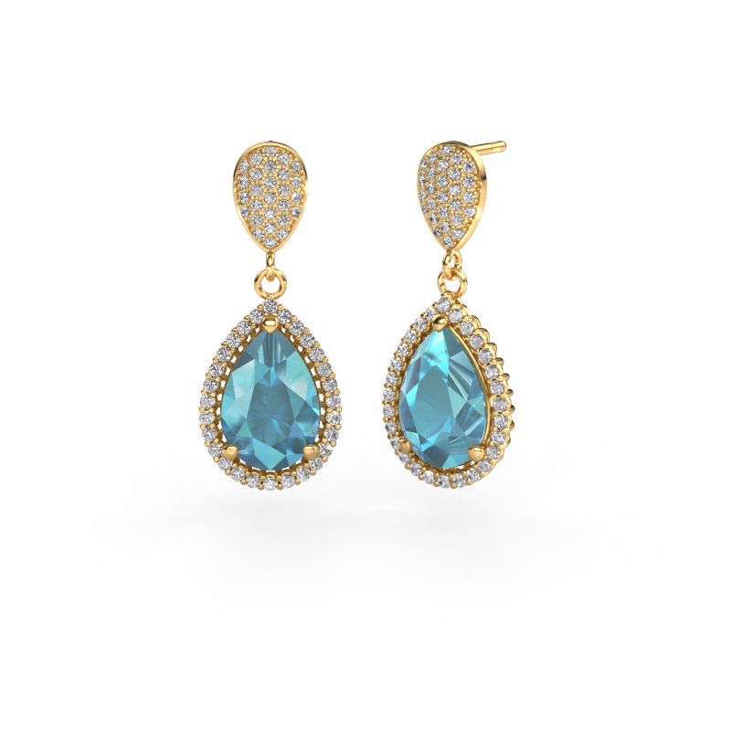 Image of Drop earrings Tilly per 2 585 gold Blue topaz 12x8 mm
