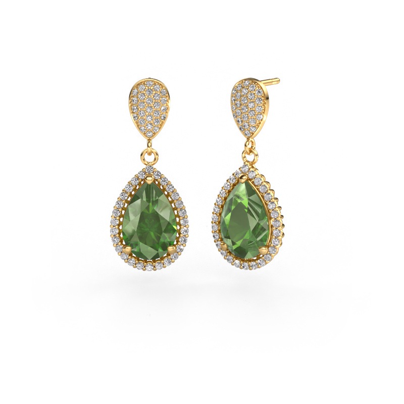Image de Pendants d'oreilles Tilly per 2 585 or jaune Vert tourmaline 12x8 mm