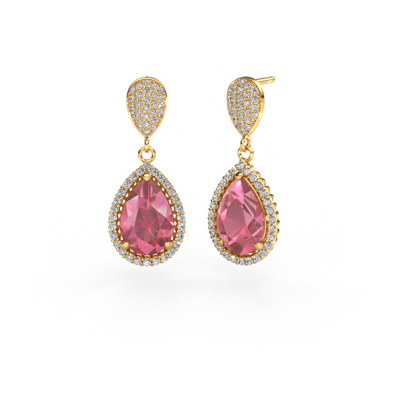 Bild von Ohrhänger Tilly per 2 585 Gold Turmalin rosa 12x8 mm