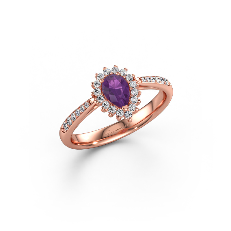 Immagine di Anello di fidanzamento Tilly per 2 585 oro rosa Ametista 6x4 mm