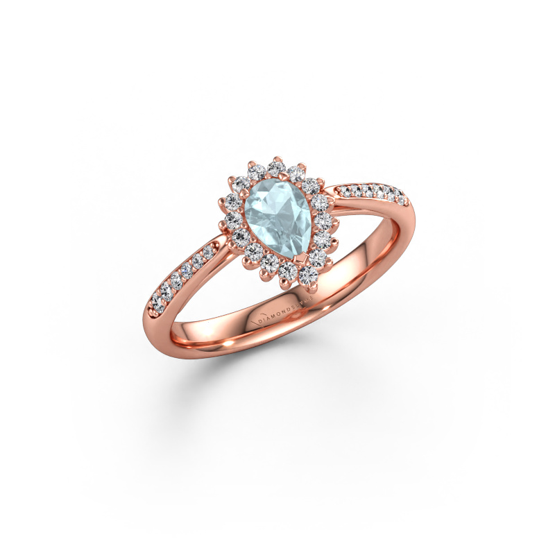 Bild av Förlovningsring Tilly per 2 585 roséguld Akvamarin 6x4 mm
