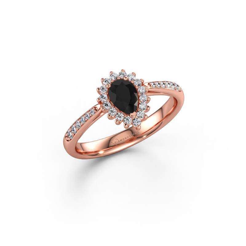 Immagine di Anello di fidanzamento Tilly per 2 585 oro rosa Diamante nero 0.75 crt