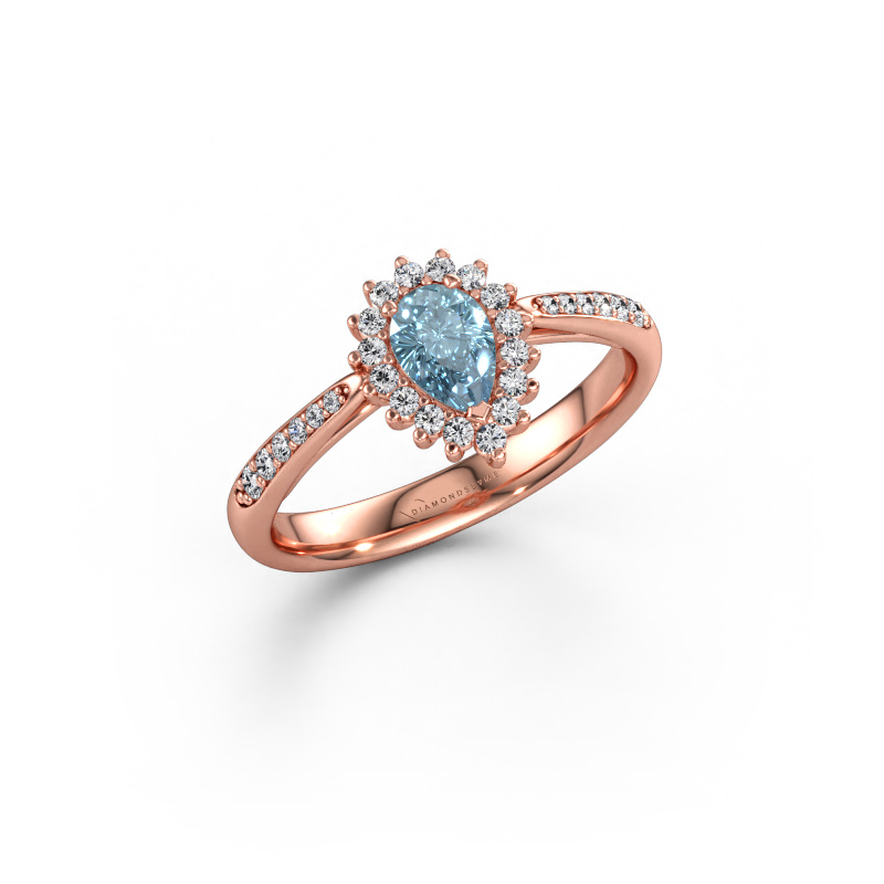Immagine di Anello di fidanzamento Tilly per 2 585 oro rosa Diamante lab grown blu 6x4 mm