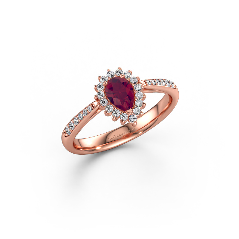 Immagine di Anello di fidanzamento Tilly per 2 585 oro rosa Rodolite 6x4 mm