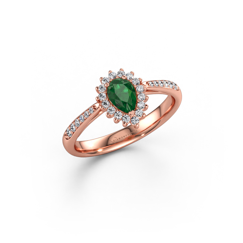 Immagine di Anello di fidanzamento Tilly per 2 585 oro rosa Smeraldo 6x4 mm
