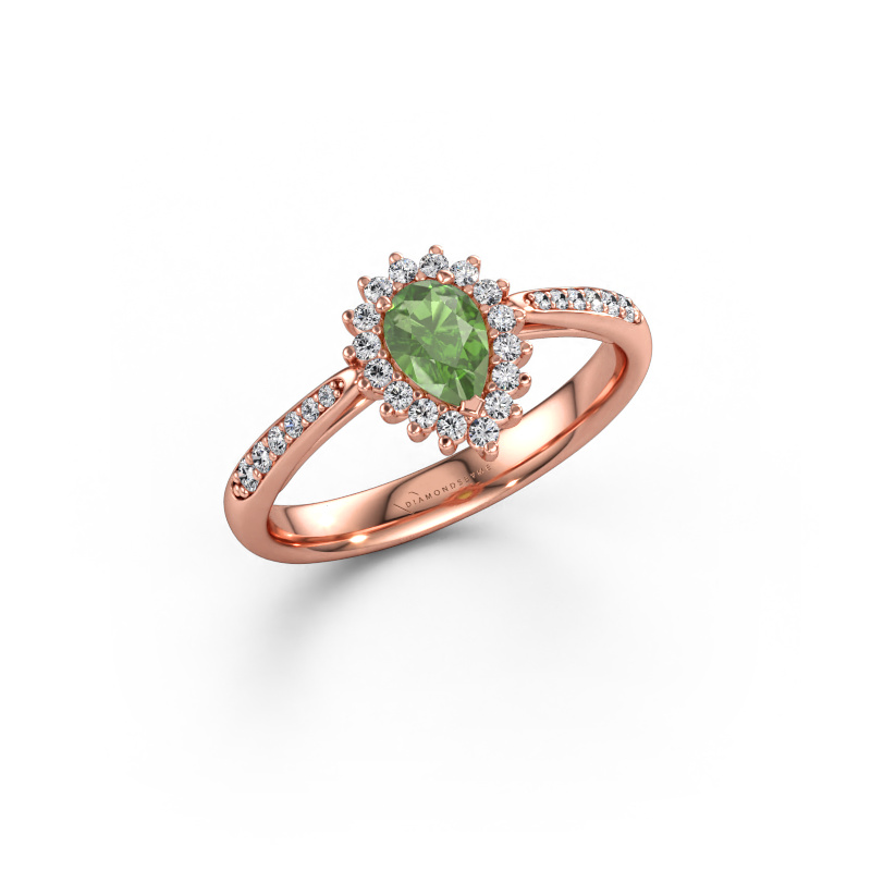 Immagine di Anello di fidanzamento Tilly per 2 585 oro rosa Tormalina verde 6x4 mm