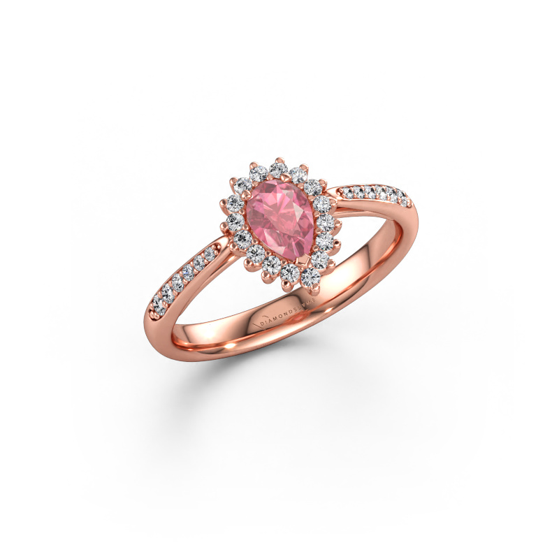 Immagine di Anello di fidanzamento Tilly per 2 585 oro rosa Tormalina rosa 6x4 mm