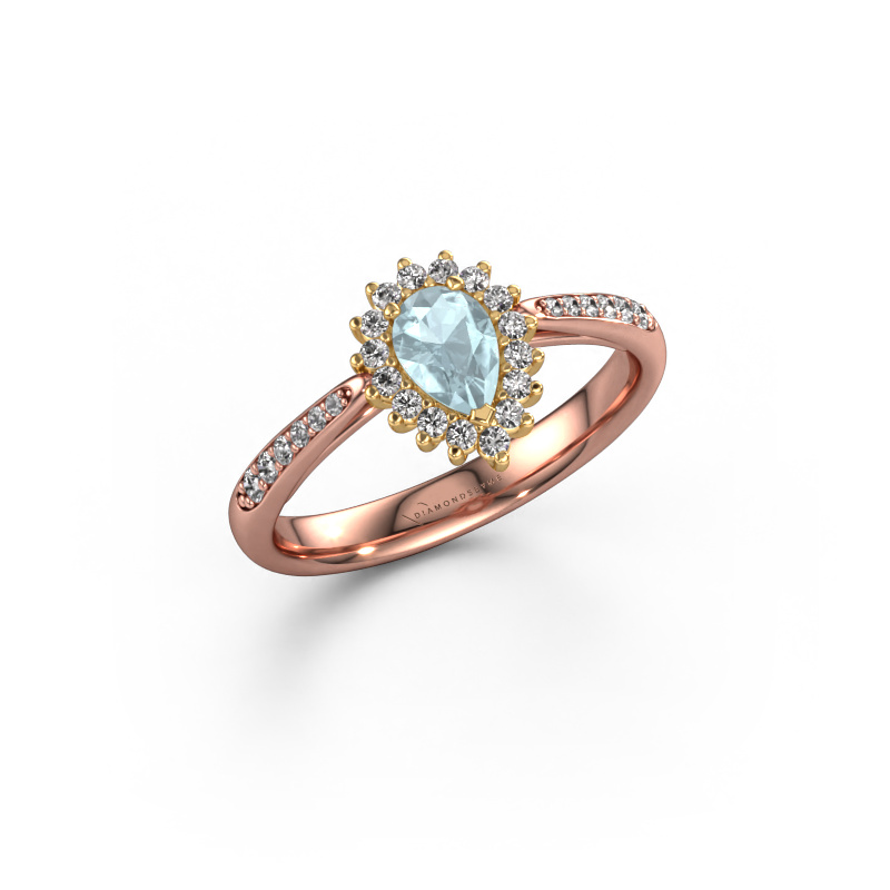 Bild von Verlobungsring Tilly per 2 585 Roségold Aquamarin 6x4 mm